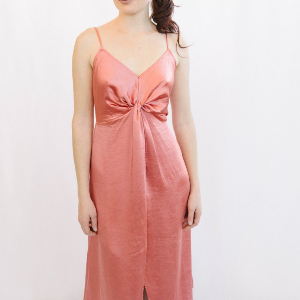 NWT Line & Dot Dawn Front Knot Detail Satin Dress